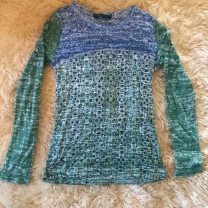 Prana fitted, sheer, long sleeve top